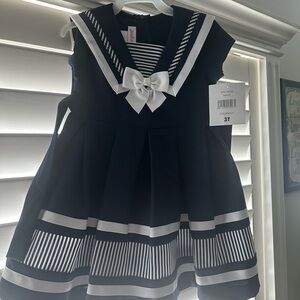 Navy Blue Kids Dress with White Stripes by Janie and Jack